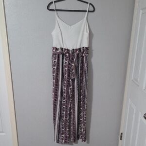 Justify White Top with Purple Patterned Skirt Dress